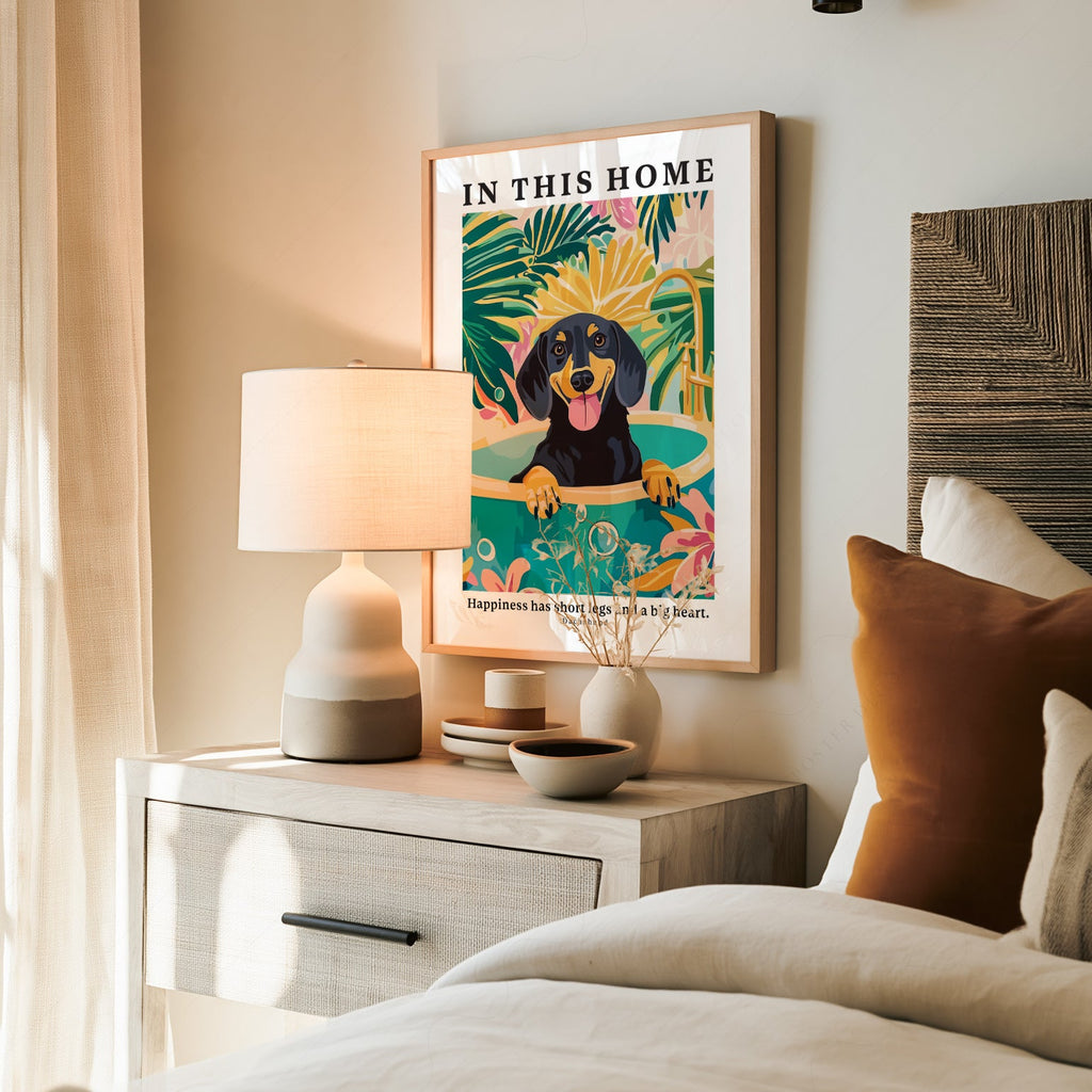 Dachshund Wall Art Print – In This Home Happiness Has Short Legs Poster