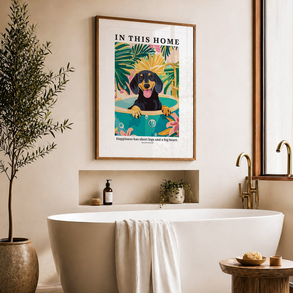 Dachshund Wall Art Print – In This Home Happiness Has Short Legs Poster