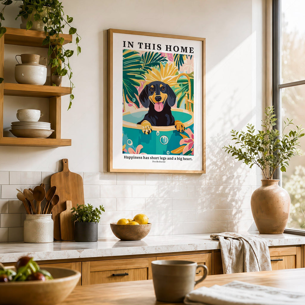 Dachshund Wall Art Print – In This Home Happiness Has Short Legs Poster