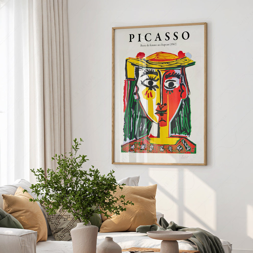 Pablo Picasso Buste de Femme au Chapeau Art Print – Cubist Wall Art