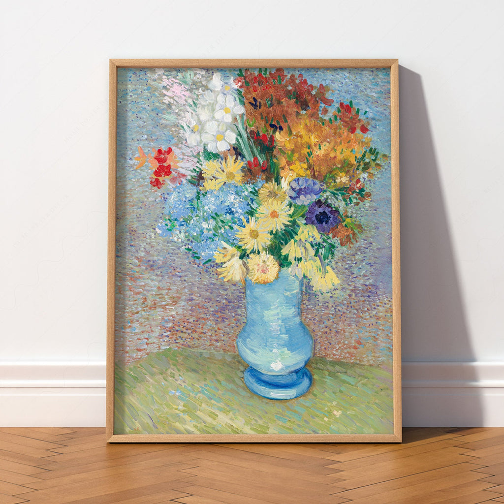 Van Gogh Flowers in a Blue Vase Art Print – Famous Painting Wall Decor