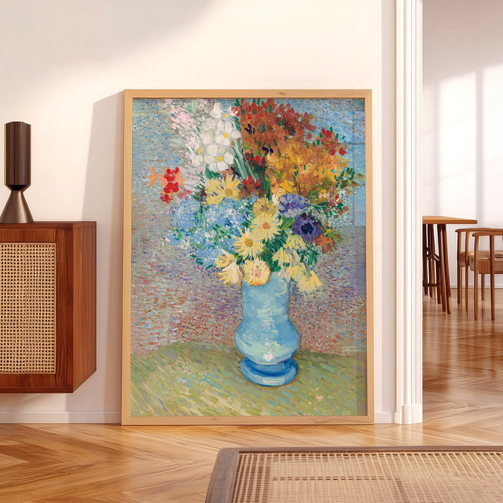 Van Gogh Flowers in a Blue Vase Art Print – Famous Painting Wall Decor