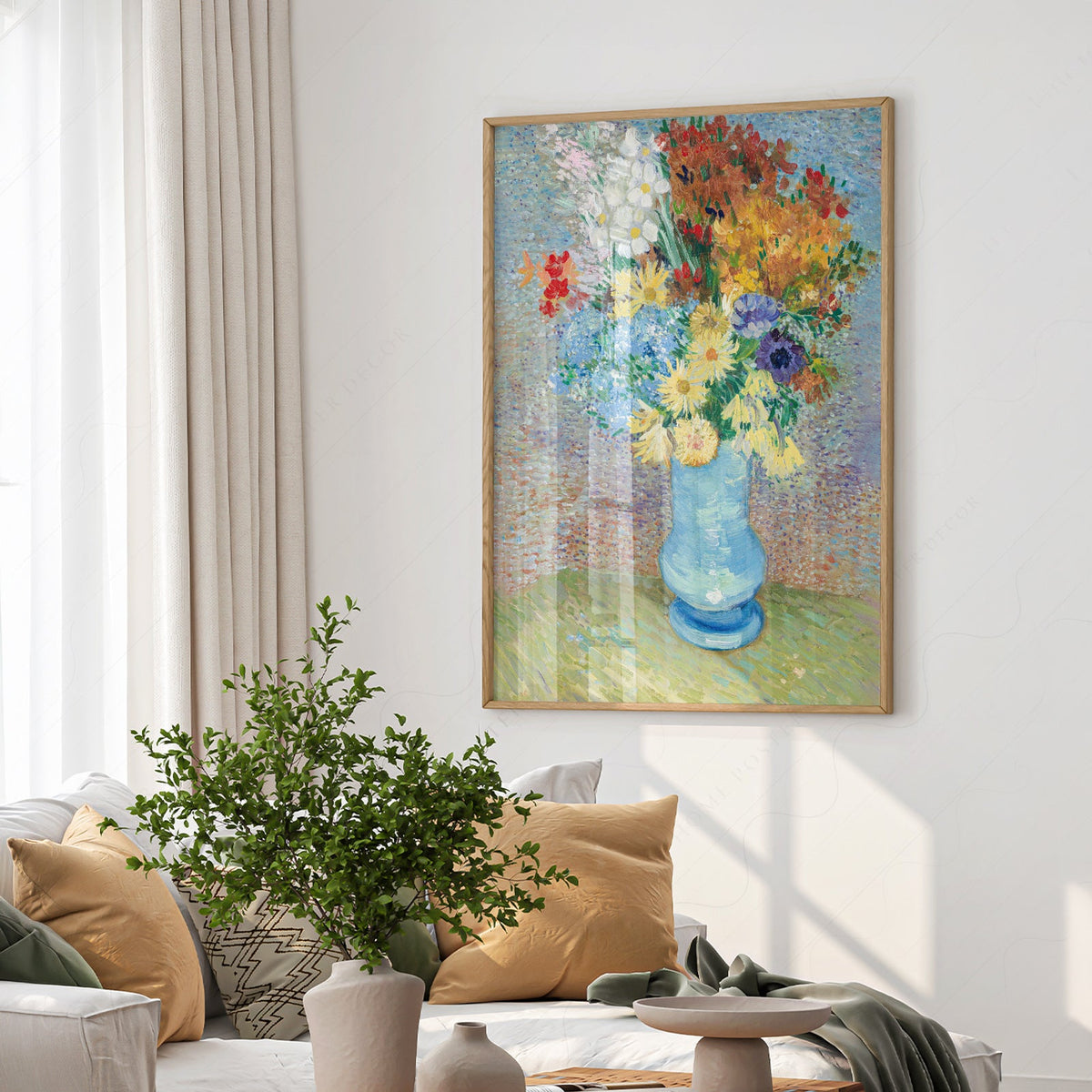Van Gogh Flowers in a Blue Vase Art Print – Famous Painting Wall Decor