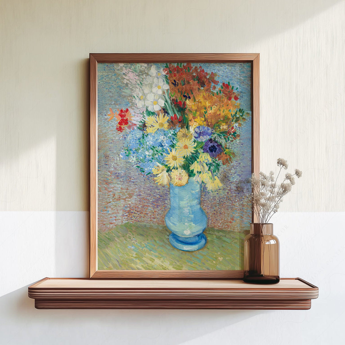 Van Gogh Flowers in a Blue Vase Art Print – Famous Painting Wall Decor