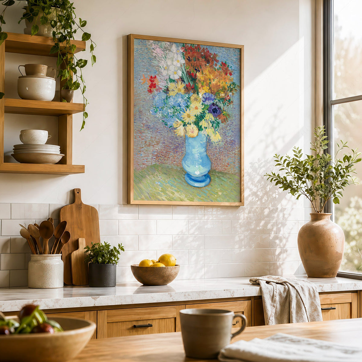 Van Gogh Flowers in a Blue Vase Art Print – Famous Painting Wall Decor