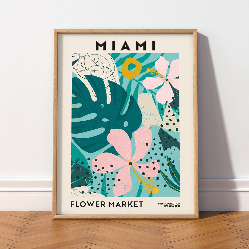 Miami Flower Market Print – Tropical Botanical Wall Art Poster