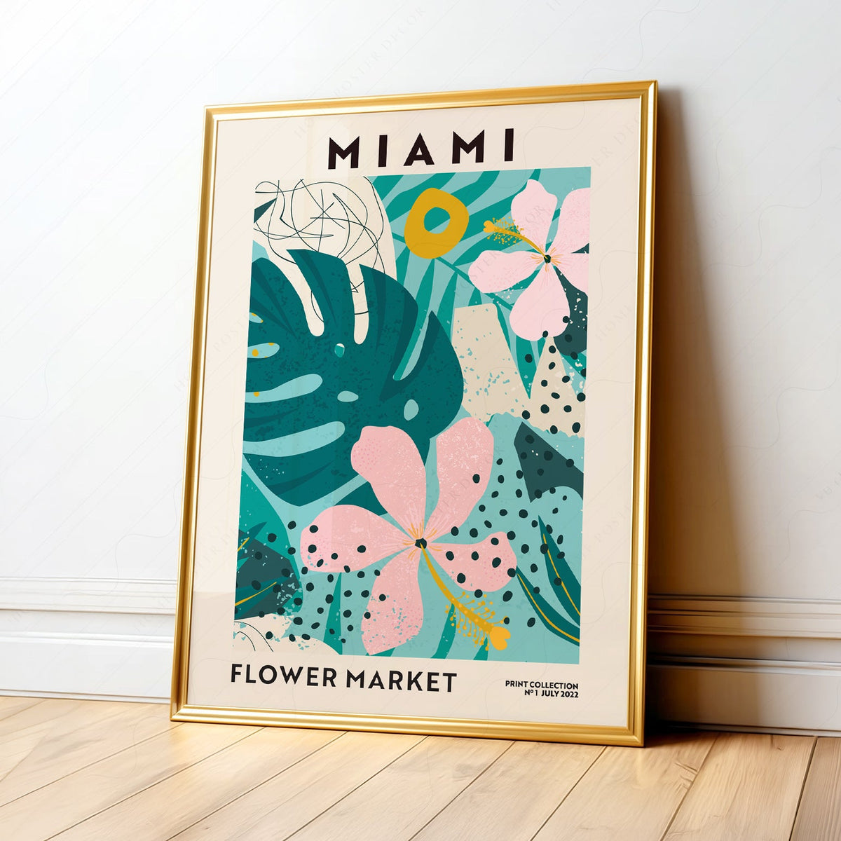Miami Flower Market Print – Tropical Botanical Wall Art Poster