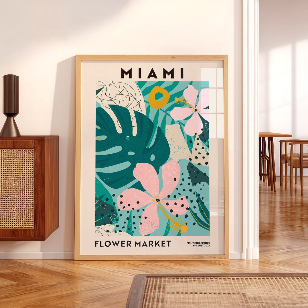 Miami Flower Market Print – Tropical Botanical Wall Art Poster