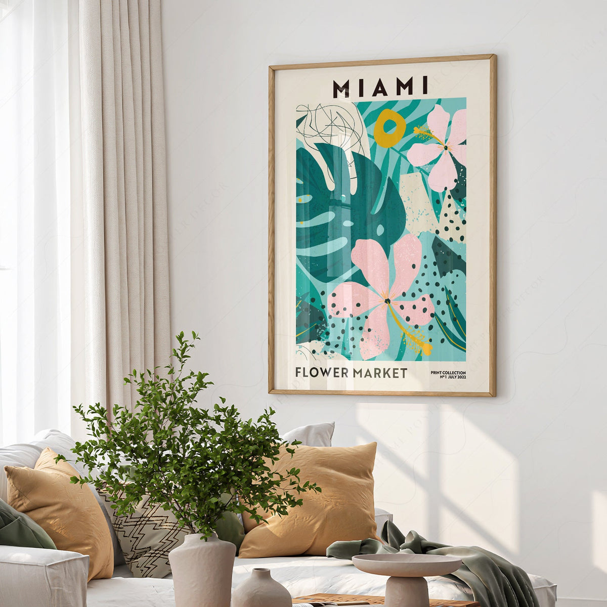 Miami Flower Market Print – Tropical Botanical Wall Art Poster