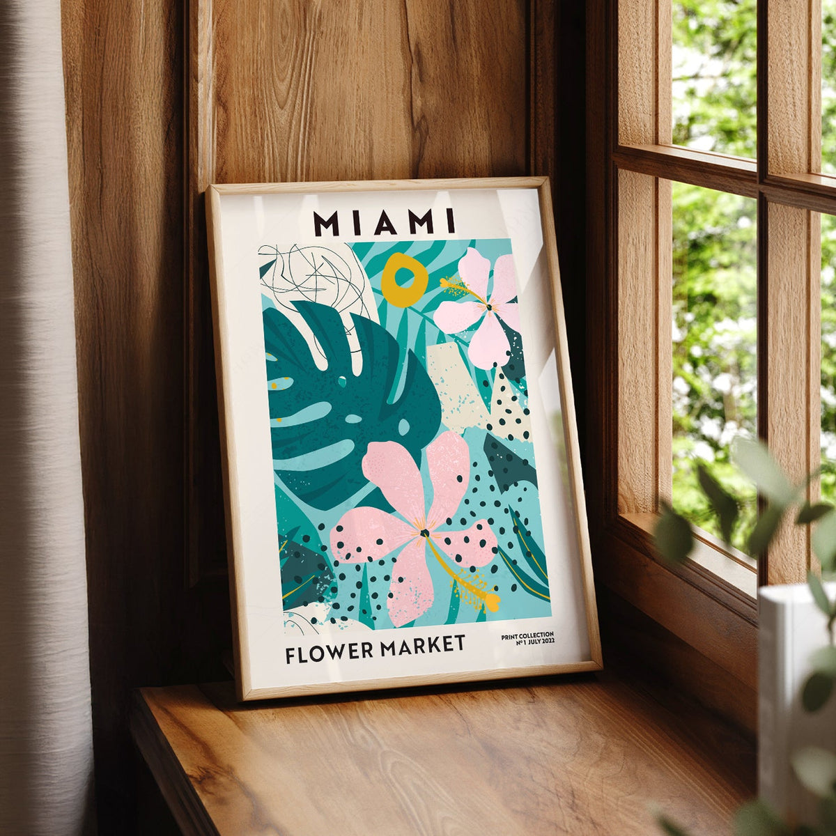 Miami Flower Market Print – Tropical Botanical Wall Art Poster