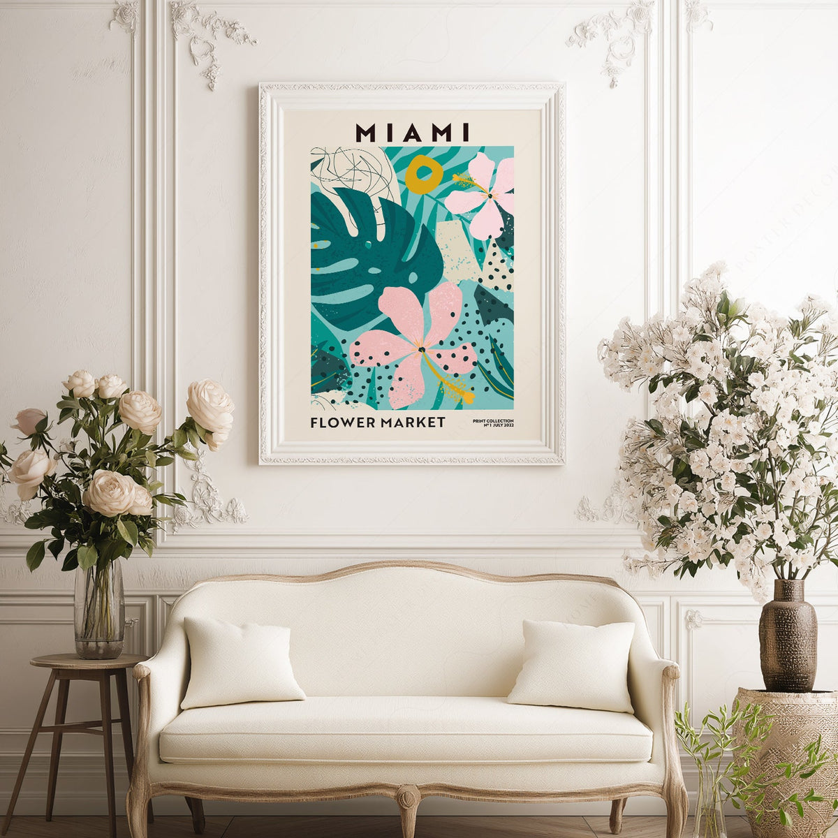 Miami Flower Market Print – Tropical Botanical Wall Art Poster