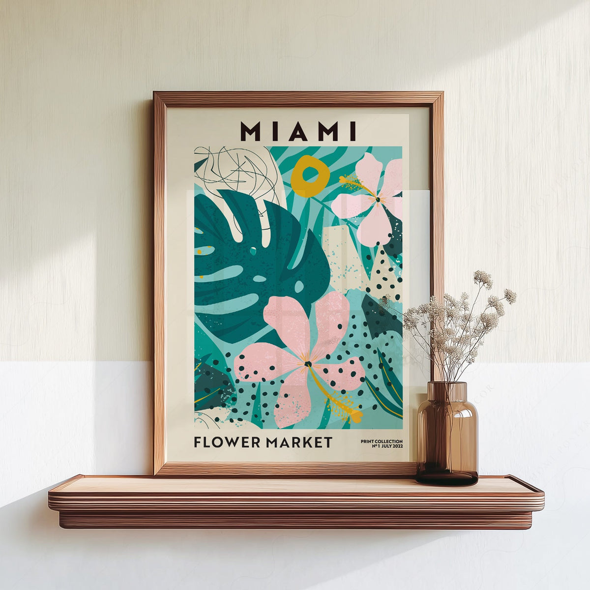 Miami Flower Market Print – Tropical Botanical Wall Art Poster