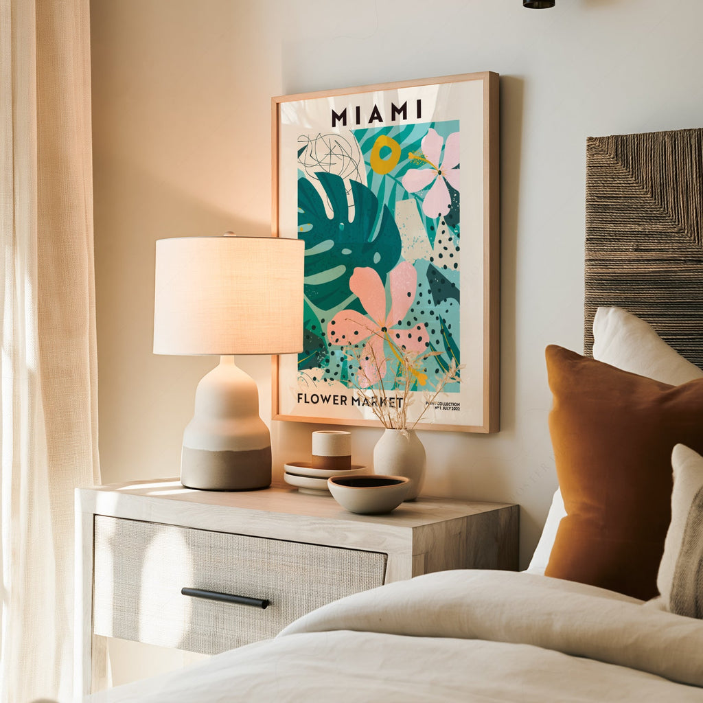 Miami Flower Market Print – Tropical Botanical Wall Art Poster