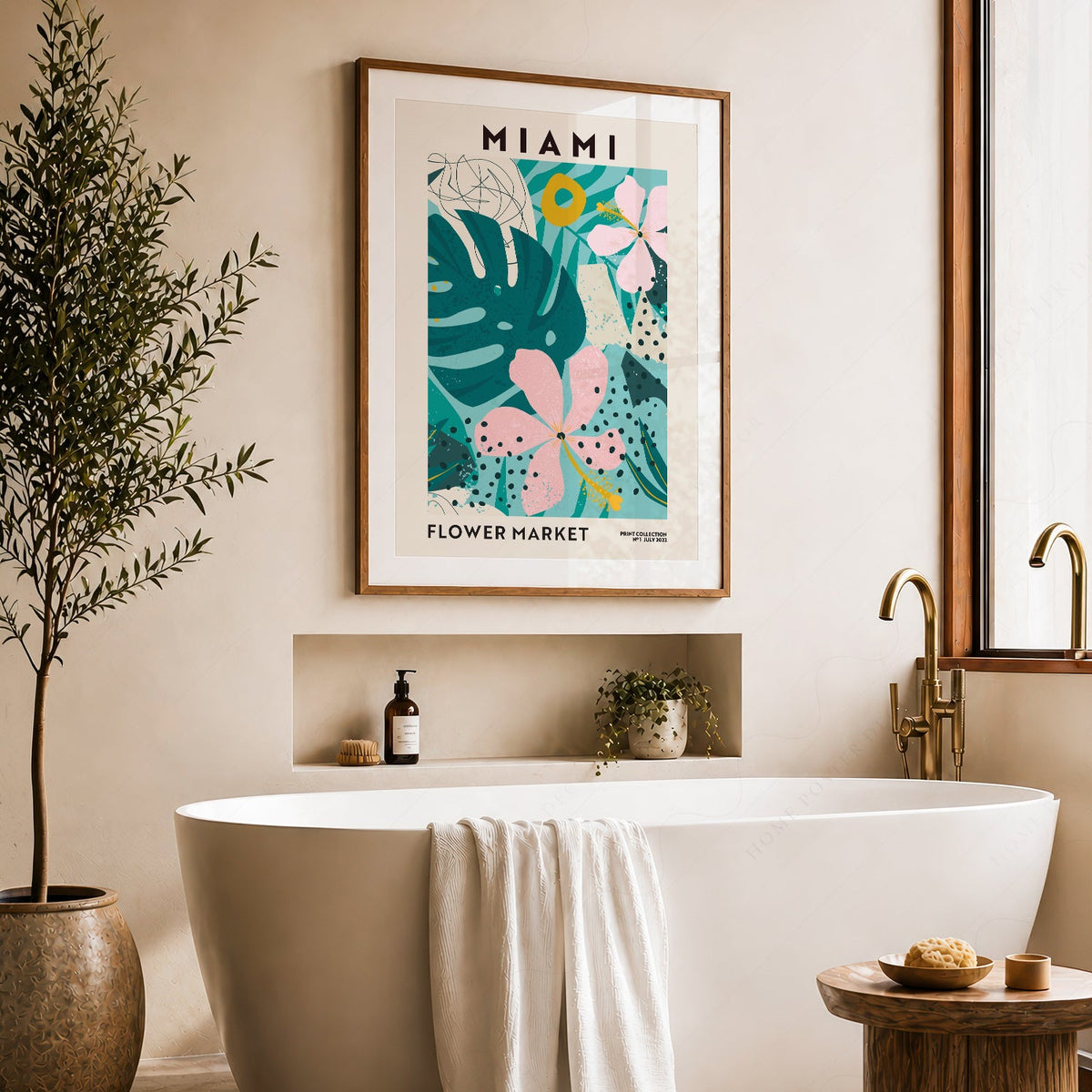Miami Flower Market Print – Tropical Botanical Wall Art Poster