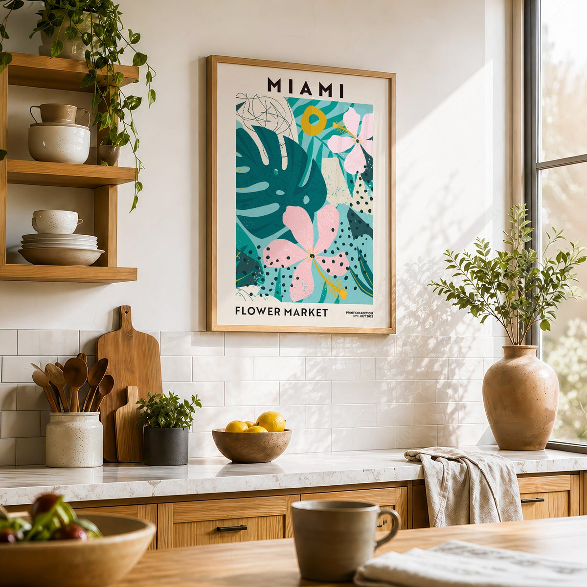 Miami Flower Market Print – Tropical Botanical Wall Art Poster