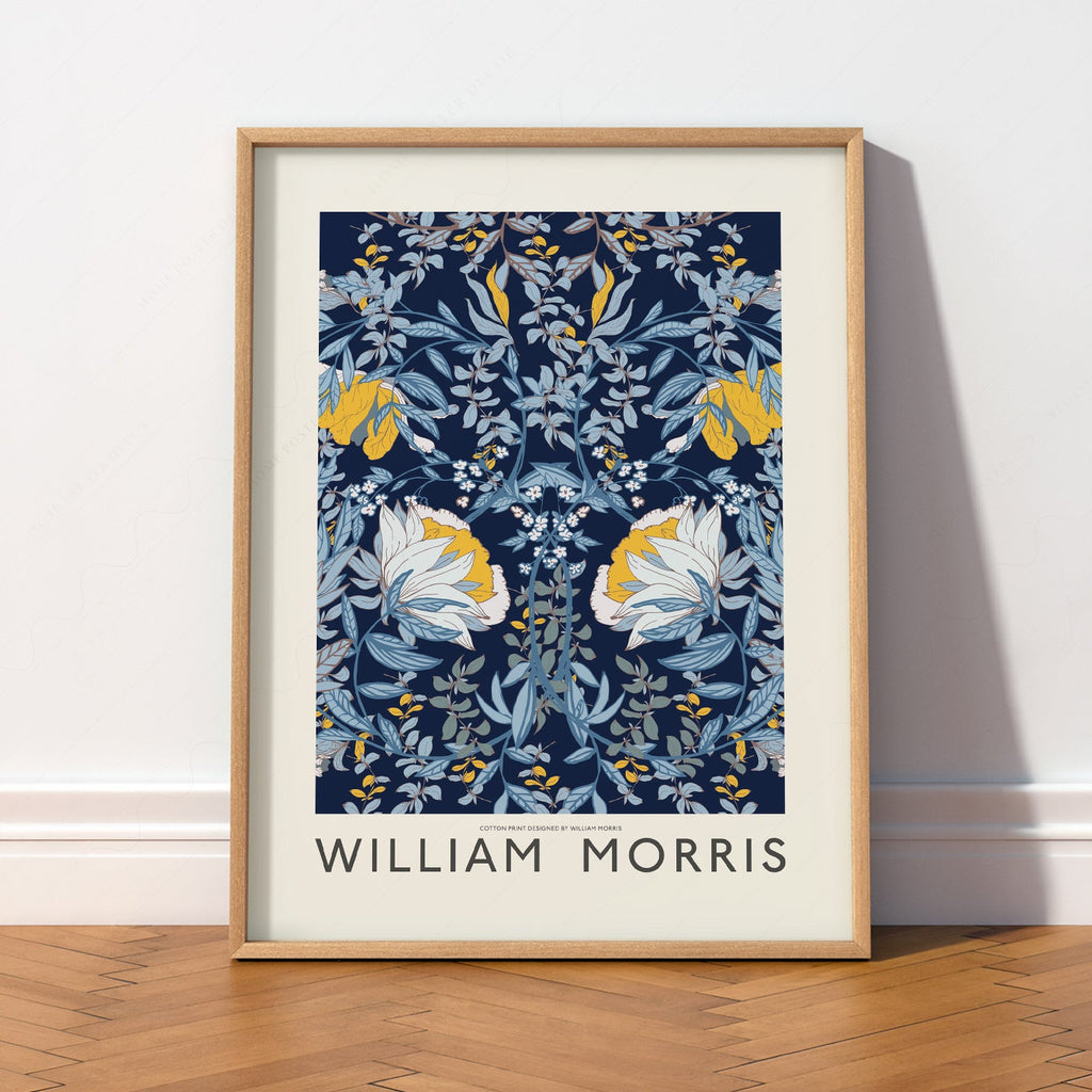William Morris Fleurs bleues - Estampe d'art mural botanique