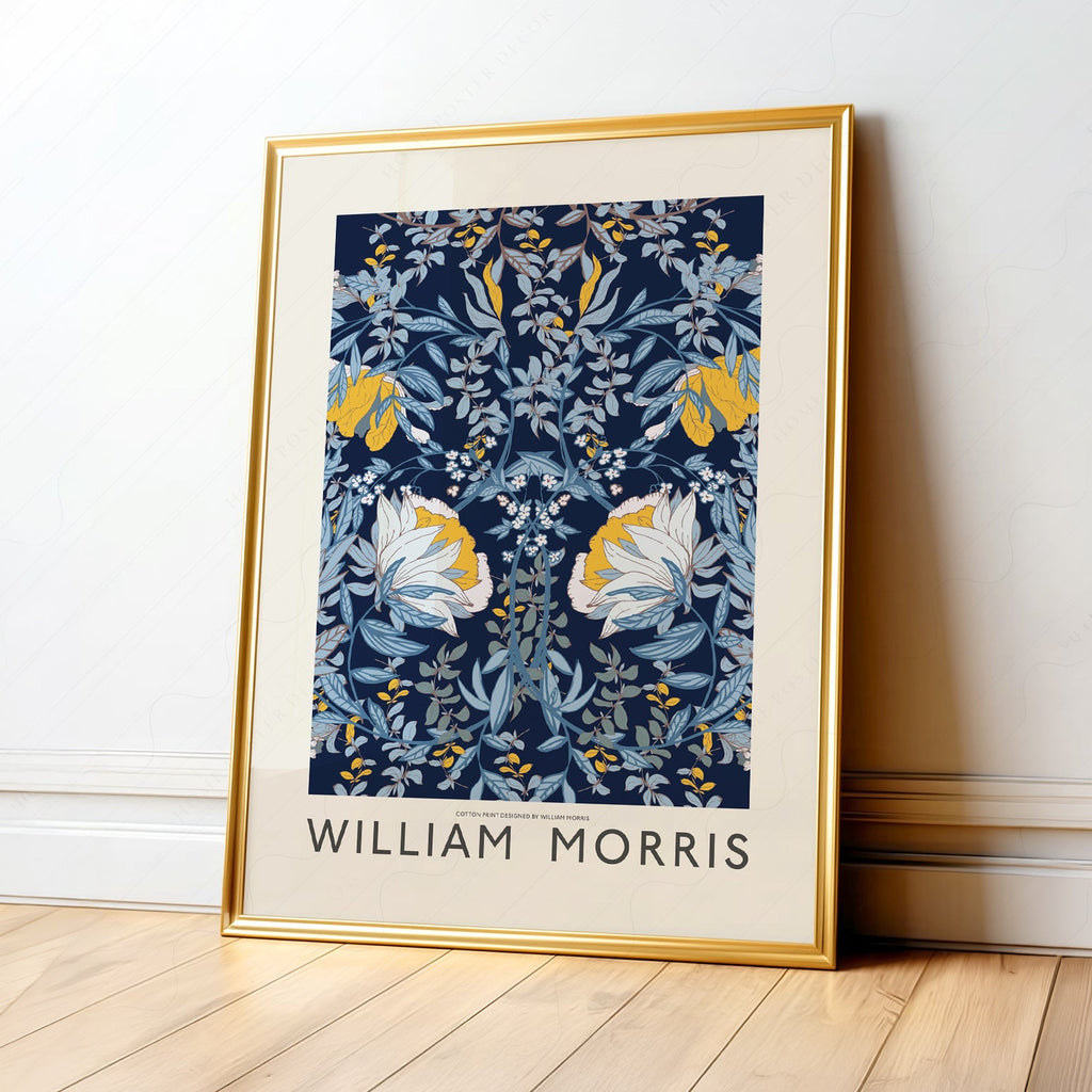 William Morris Fleurs bleues - Estampe d'art mural botanique