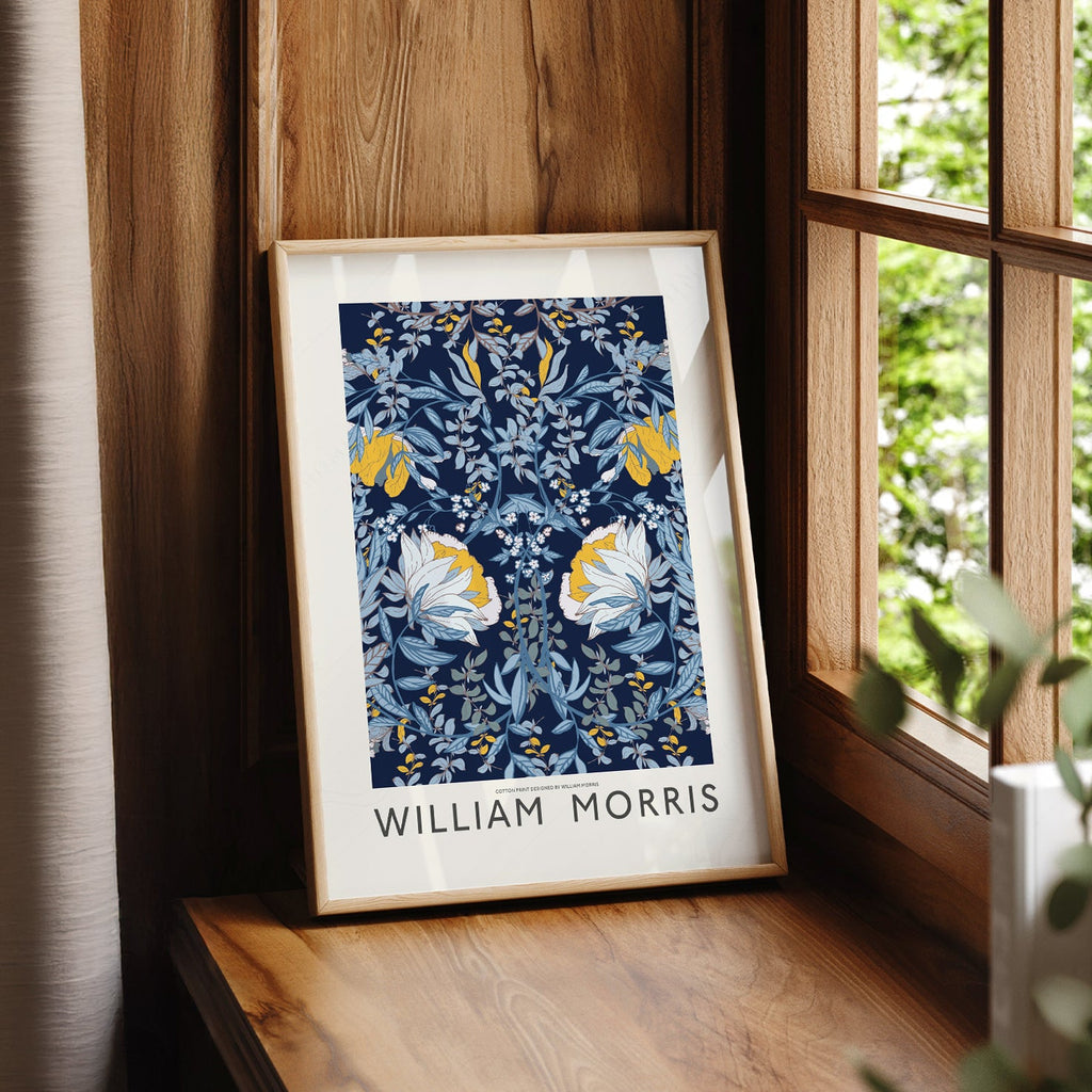 William Morris Fleurs bleues - Estampe d'art mural botanique