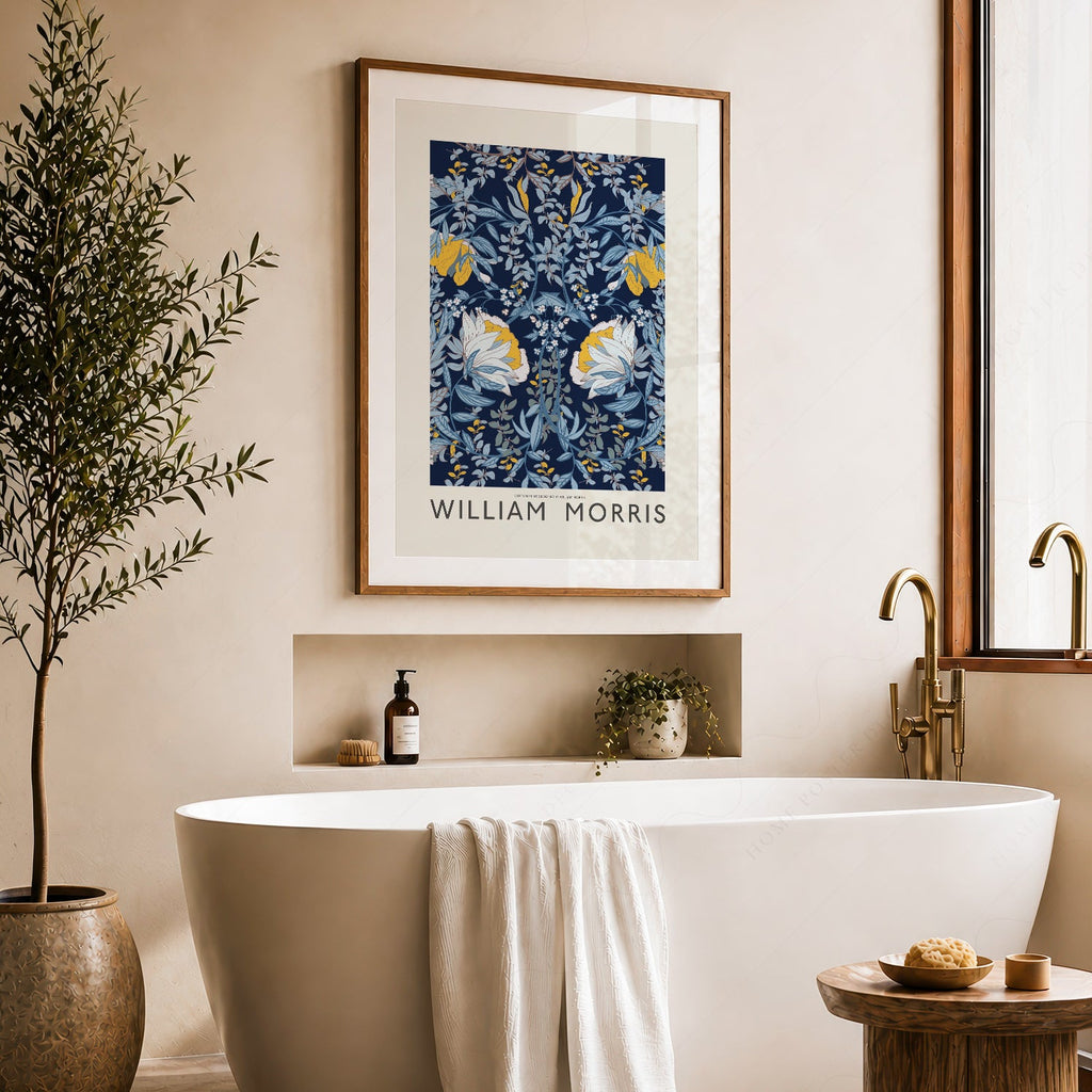 William Morris Fleurs bleues - Estampe d'art mural botanique