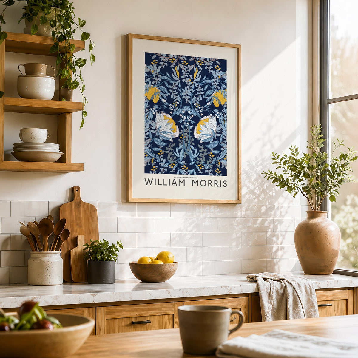 William Morris Fleurs bleues - Estampe d'art mural botanique