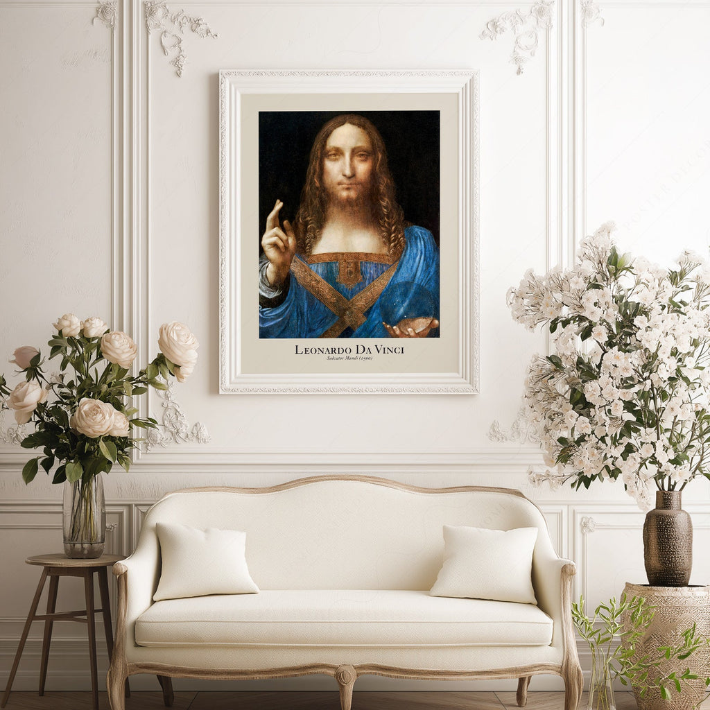 Leonardo da Vinci Salvator Mundi Art Print – Renaissance Wall Art Poster