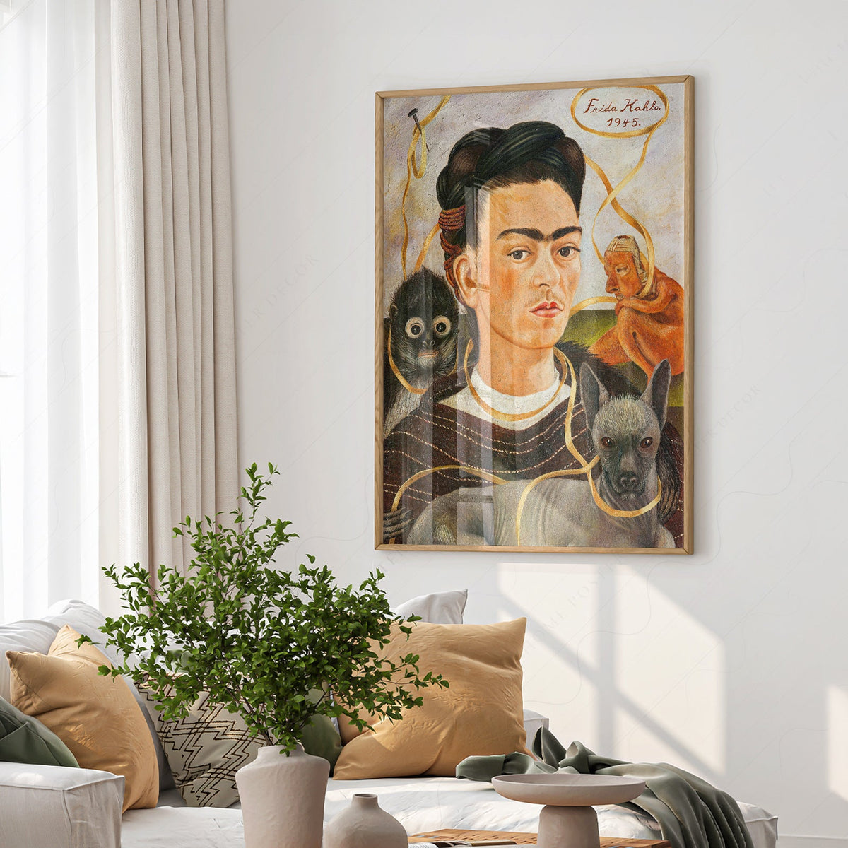 Frida Kahlo Self-Portrait with Small Dog Art Print – Mexican Wall Art