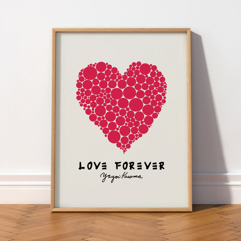 Yayoi Kusama Love Forever Art Print – Red Heart Polka Dot Poster