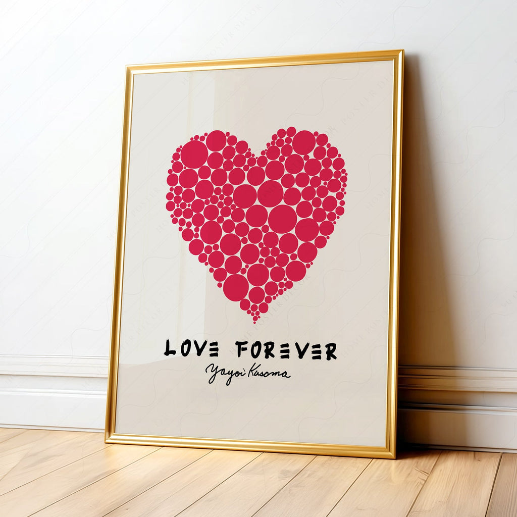 Yayoi Kusama Love Forever Art Print – Red Heart Polka Dot Poster