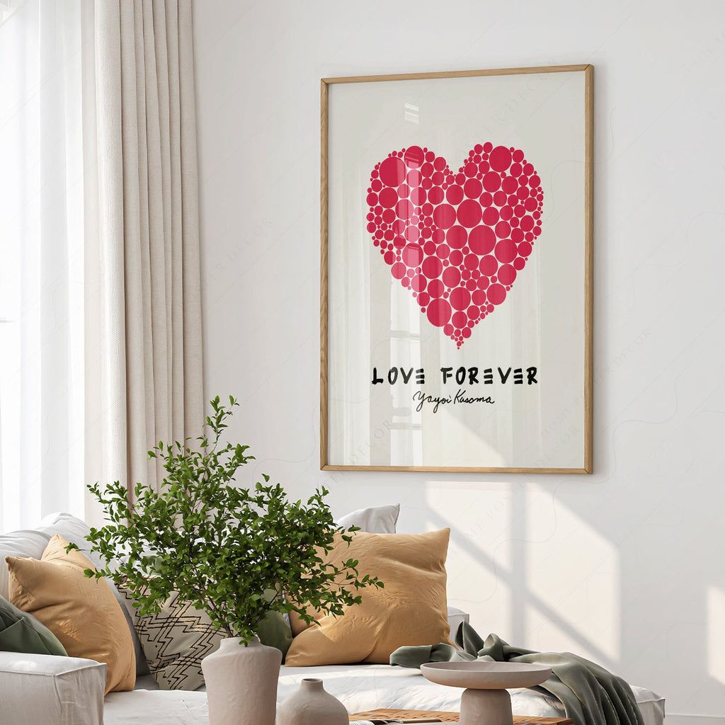 Yayoi Kusama Love Forever Art Print – Red Heart Polka Dot Poster