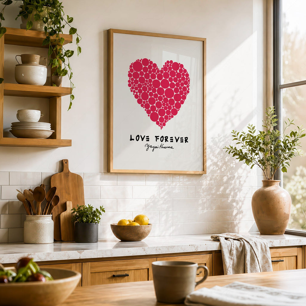 Yayoi Kusama Love Forever Art Print – Red Heart Polka Dot Poster