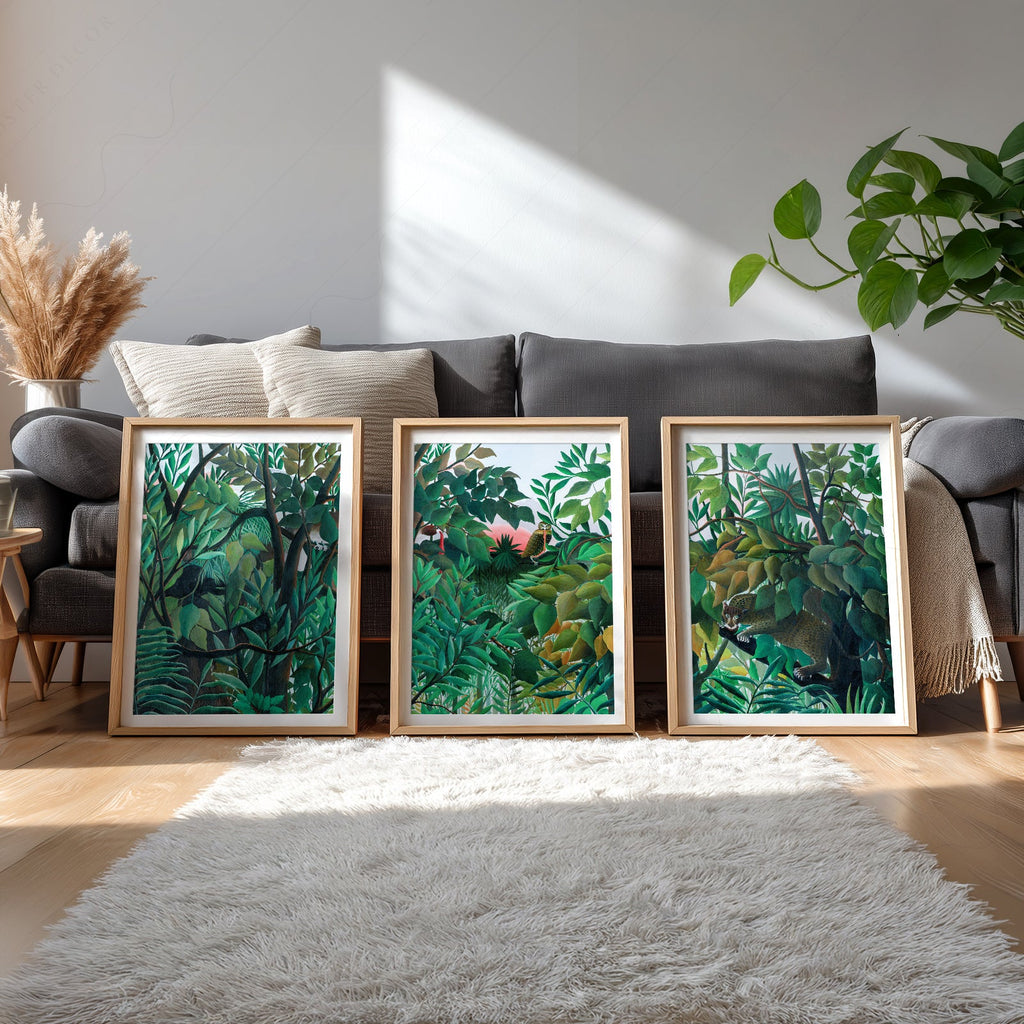 Henri Rousseau Jungle Set of 3 Art Prints – Tropical Forest Wall Art