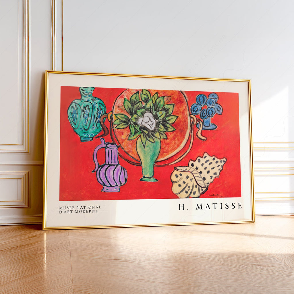 Henri Matisse Still Life with Magnolia Art Print – Vibrant Red Wall Decor
