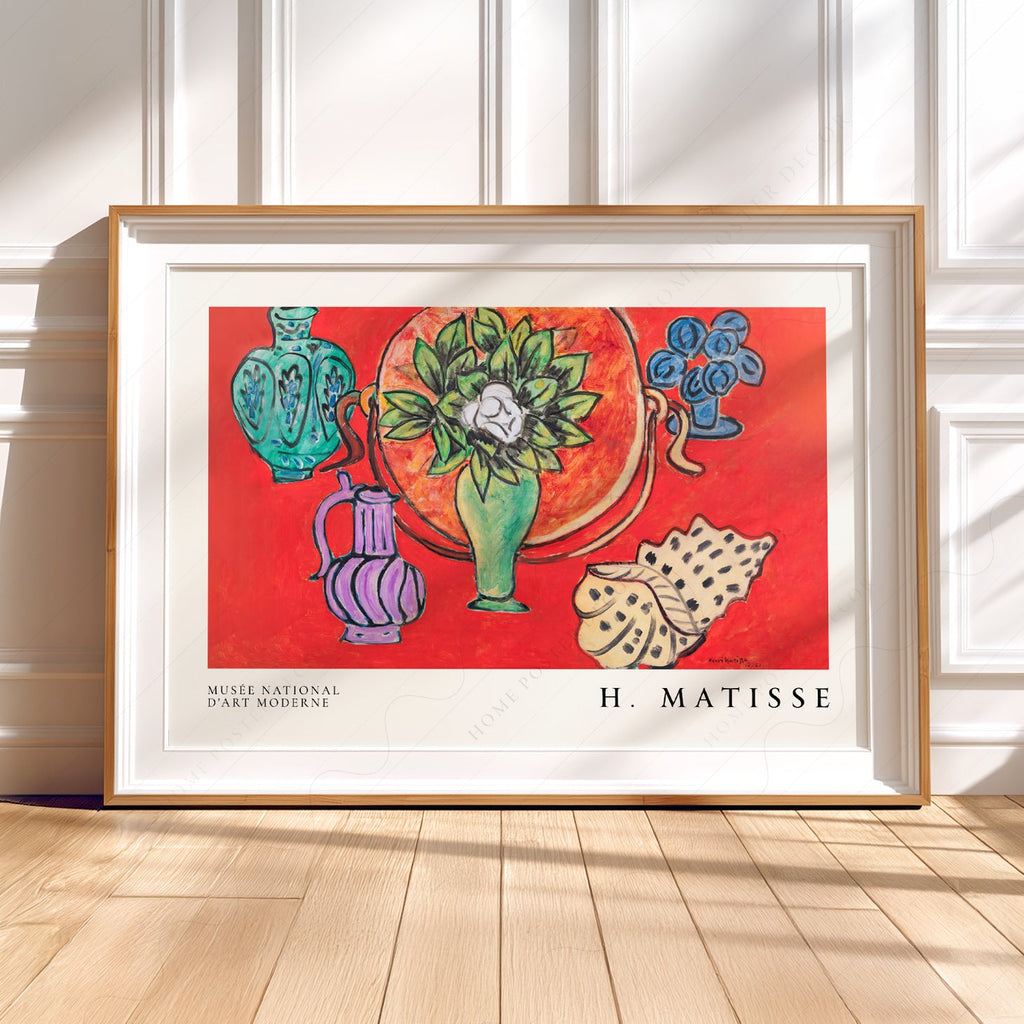 Henri Matisse Still Life with Magnolia Art Print – Vibrant Red Wall Decor