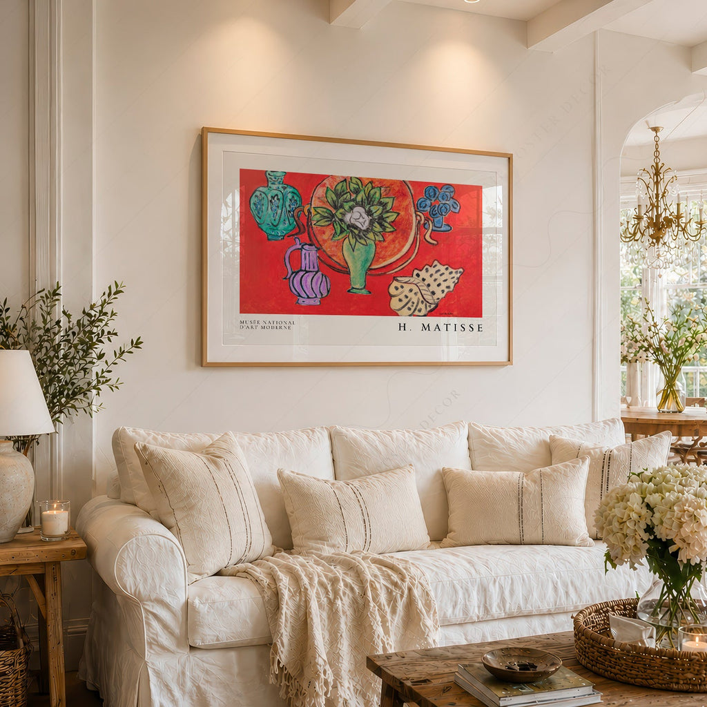 Henri Matisse Still Life with Magnolia Art Print – Vibrant Red Wall Decor