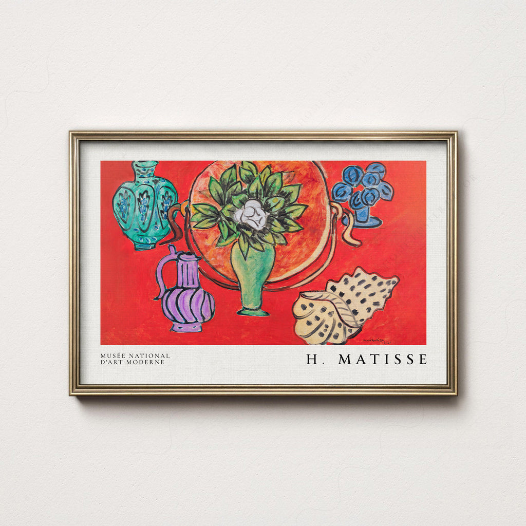 Henri Matisse Still Life with Magnolia Art Print – Vibrant Red Wall Decor