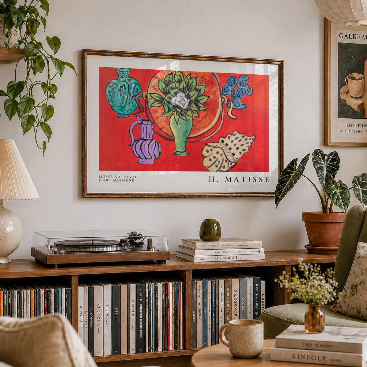 Henri Matisse Still Life with Magnolia Art Print – Vibrant Red Wall Decor
