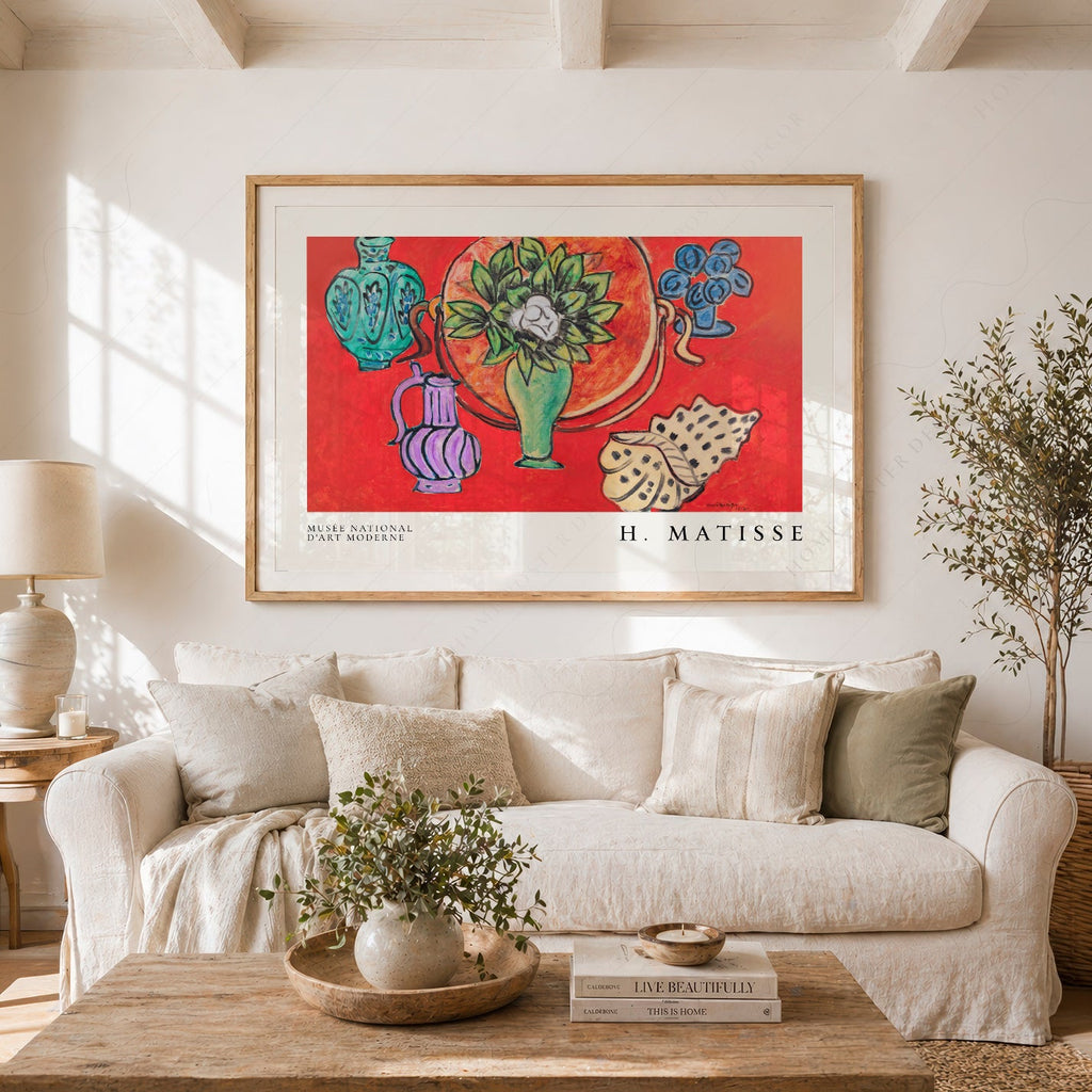 Henri Matisse Still Life with Magnolia Art Print – Vibrant Red Wall Decor