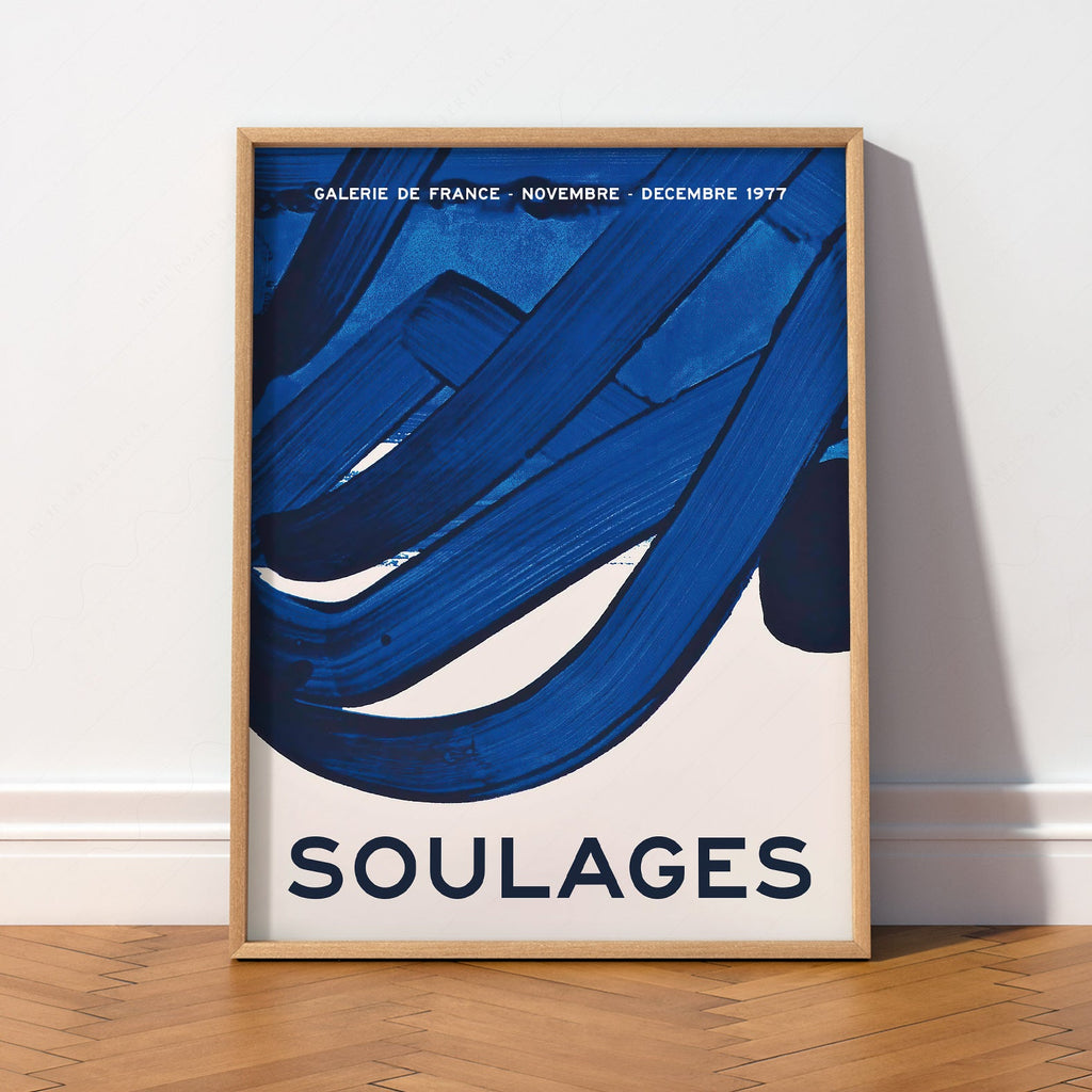 Affiche d'exposition Pierre Soulages Galerie de France 1977 – Impression d'art abstrait