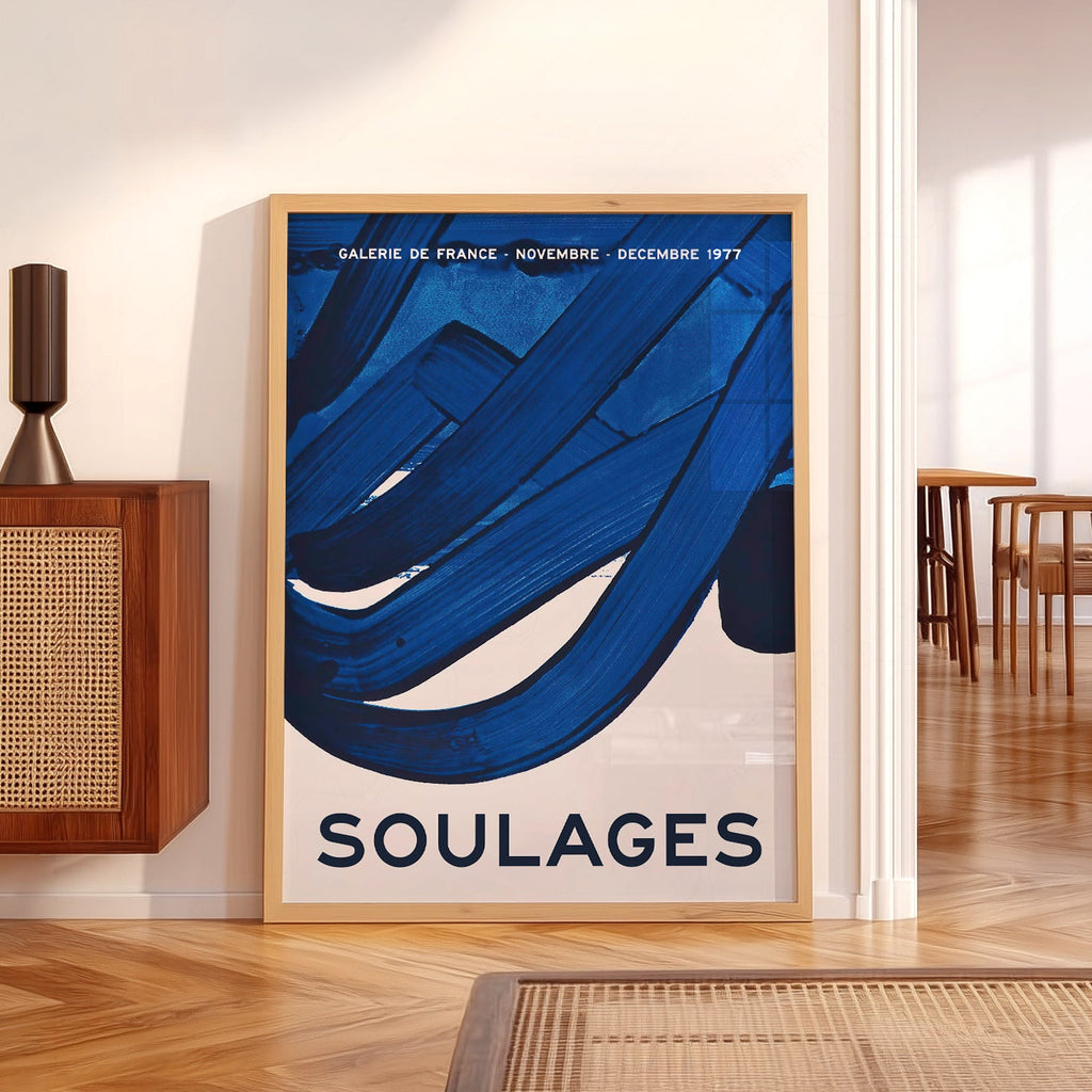 Affiche d'exposition Pierre Soulages Galerie de France 1977 – Impression d'art abstrait