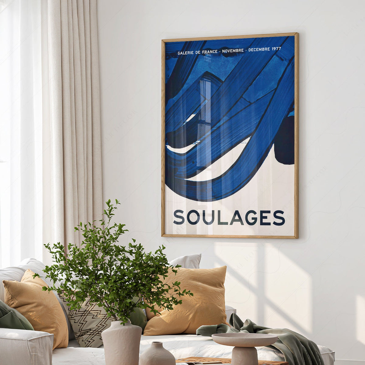 Affiche d'exposition Pierre Soulages Galerie de France 1977 – Impression d'art abstrait