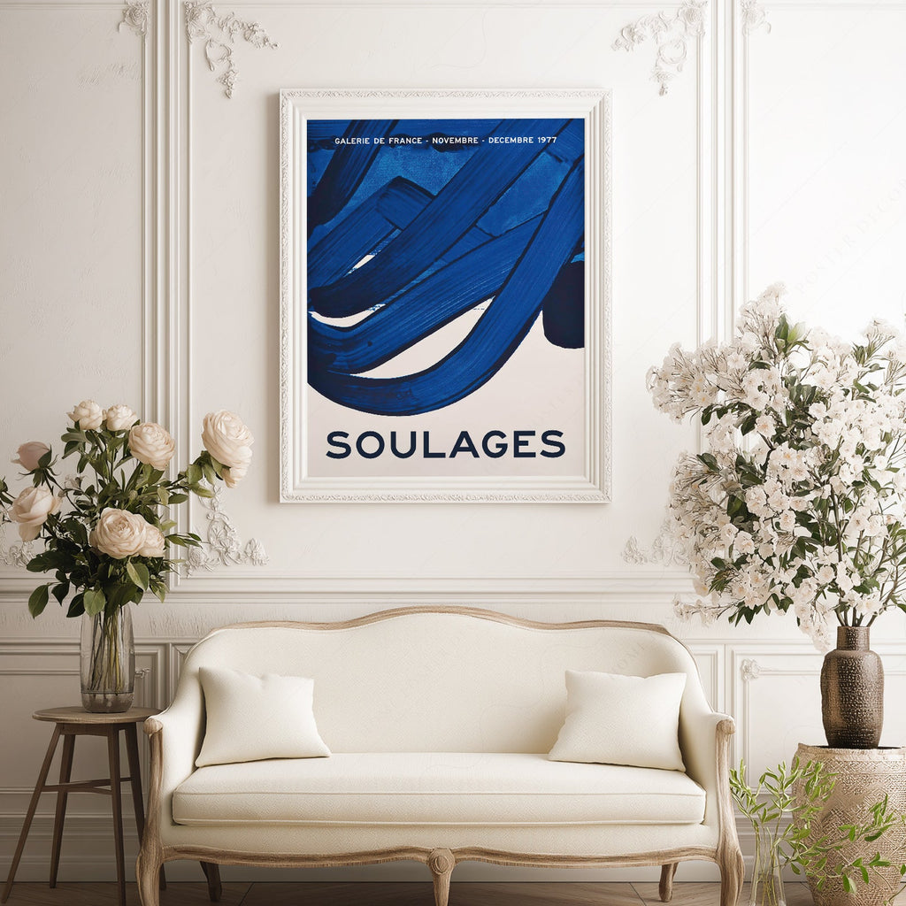 Affiche d'exposition Pierre Soulages Galerie de France 1977 – Impression d'art abstrait