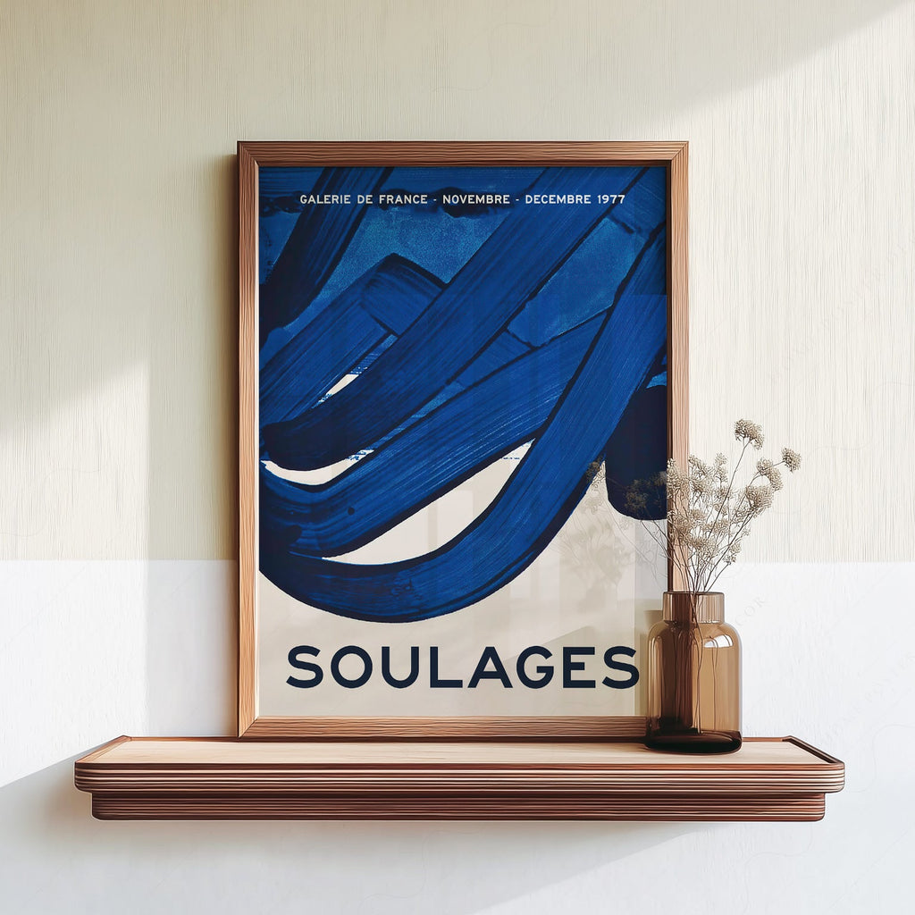 Affiche d'exposition Pierre Soulages Galerie de France 1977 – Impression d'art abstrait