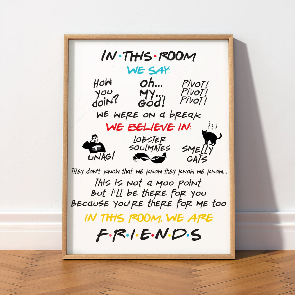 Friends TV Show Poster – In This Room Quotes Print – 90s Sitcom Wall Art