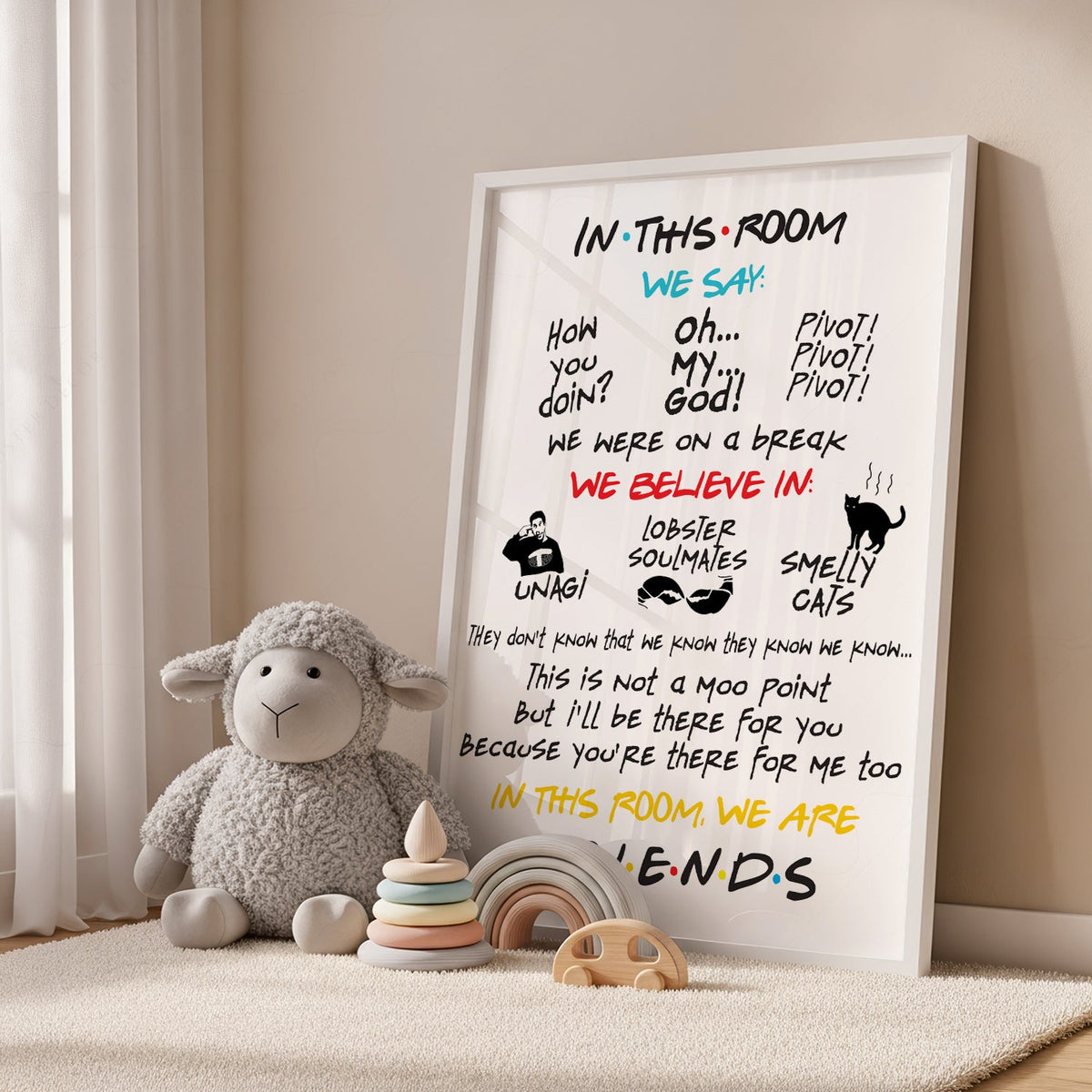 Friends TV Show Poster – In This Room Quotes Print – 90s Sitcom Wall Art