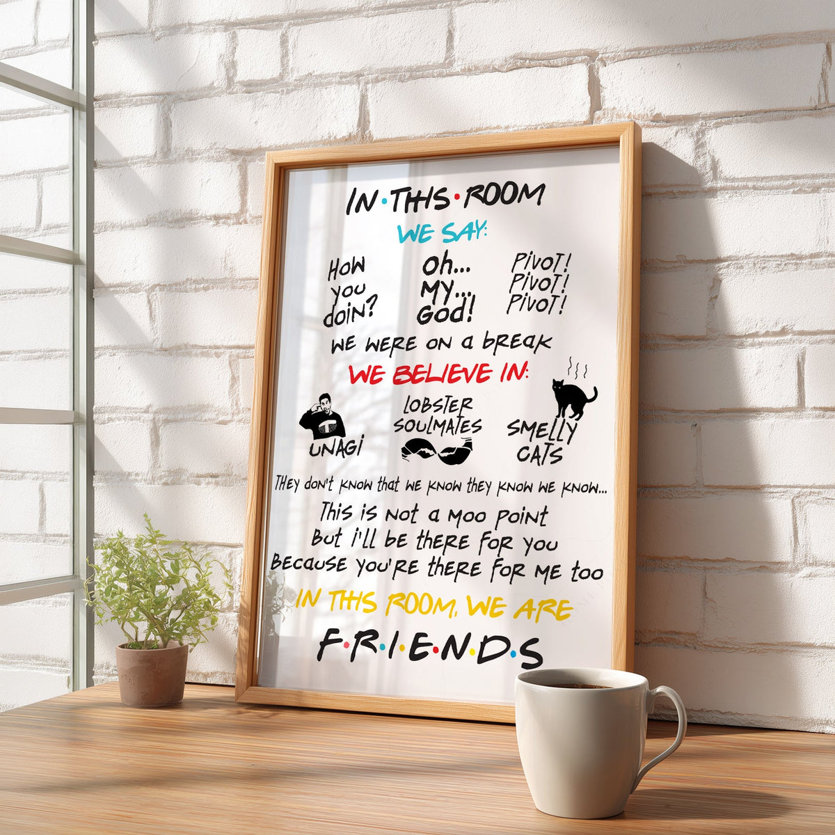 Friends TV Show Poster – In This Room Quotes Print – 90s Sitcom Wall Art