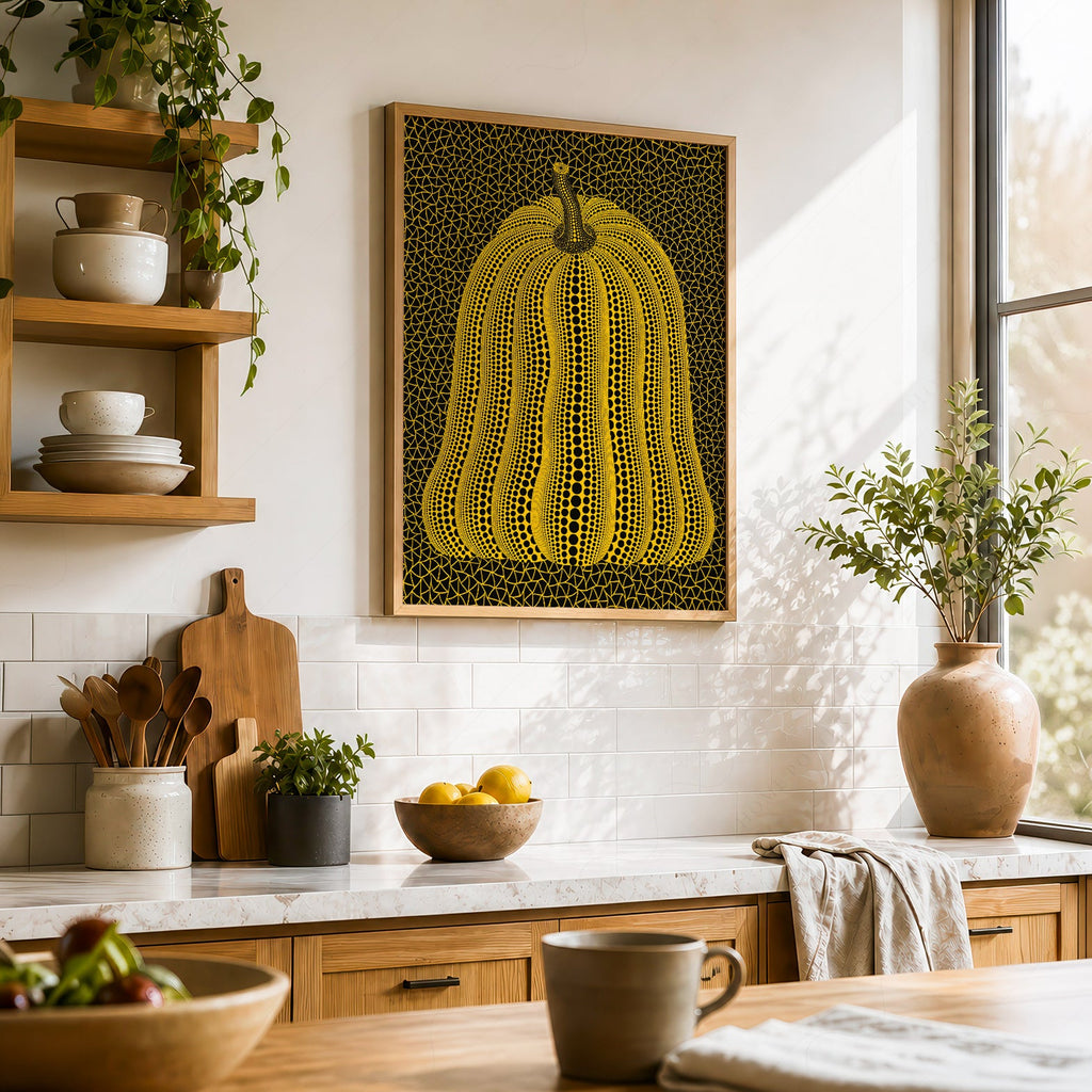 Yayoi Kusama Pumpkin Print – Dots and Nets Japanese Contemporary Art Poster