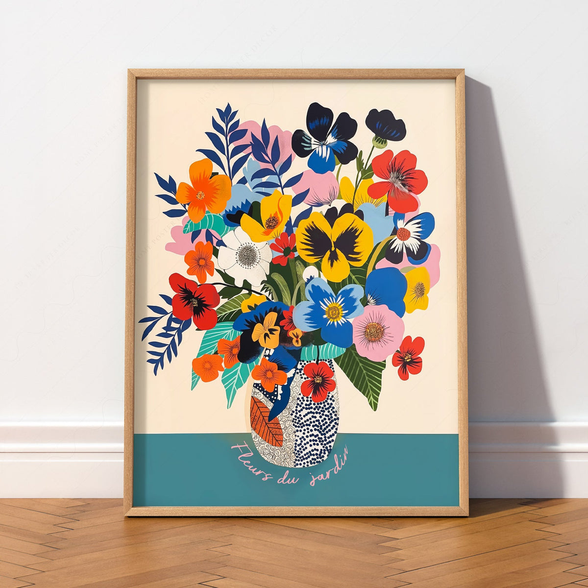 Fleurs du Jardin Flower Bouquet Art Print – Colorful Botanical Poster