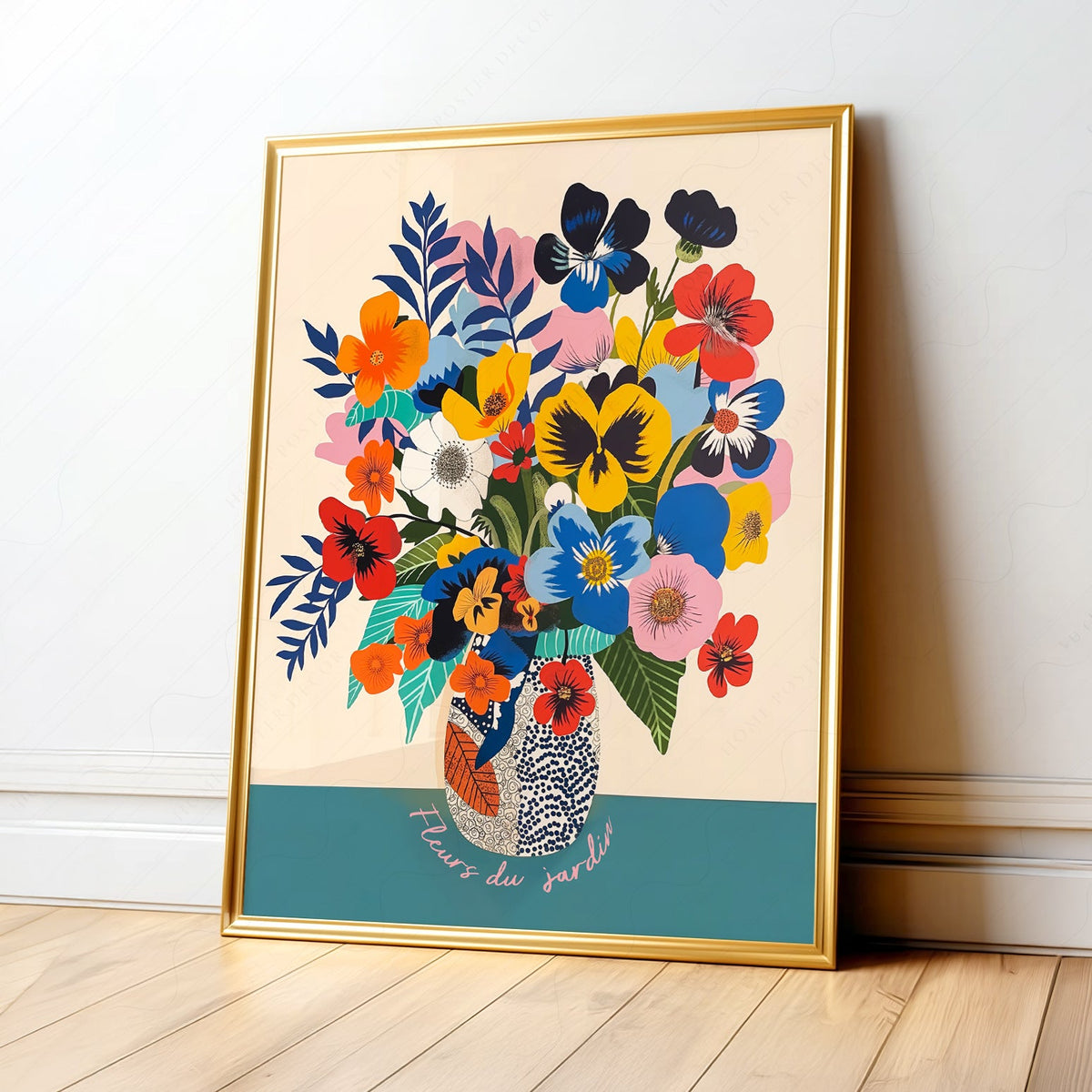 Fleurs du Jardin Flower Bouquet Art Print – Colorful Botanical Poster