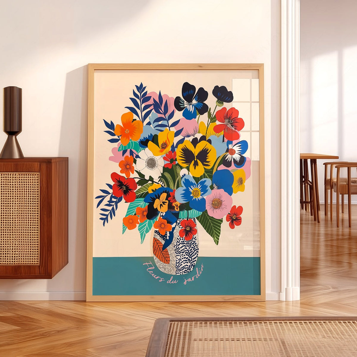 Fleurs du Jardin Flower Bouquet Art Print – Colorful Botanical Poster