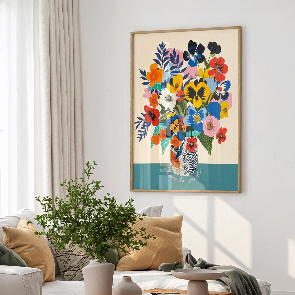 Fleurs du Jardin Flower Bouquet Art Print – Colorful Botanical Poster